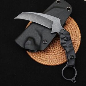 BEAST Claw Karambit Fixed Straight Knife Blade Camping Hunting Tactical BLACK