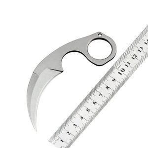 FOX CLAW Silver Mini Neck Karambit Fixed Knife Blade Camping Hunting Tactical AU